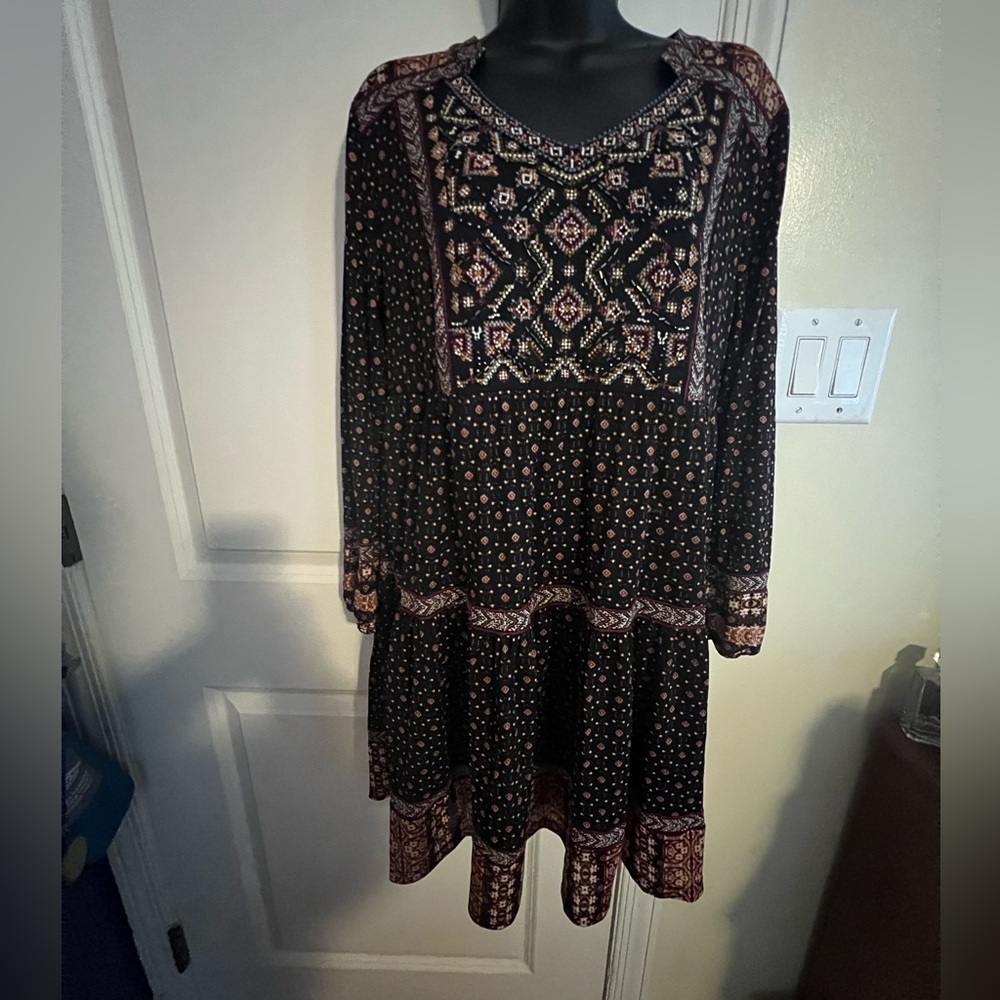 Style & Co. Black and Pink Patterned Dress